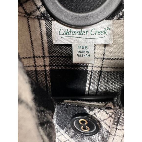 Coldwater Creek Plaid Black/ Ivory Checker Wool Blend Women's Jacket Size Pxs - Picture 5 of 15